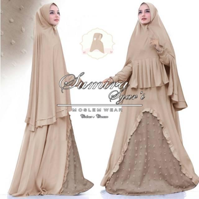 pink green mocca sumira gamis syari wanita rubiah impor bigsize jumbo plussz busui wudhu friendly (pink peach)