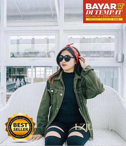 7dayofweek - jaket jeans denim wanita oversize retro style green (hijau) / HOT ITEM