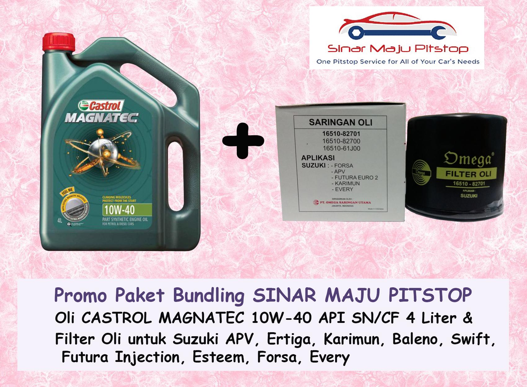 Paket Bundling Oli Mobil CASTROL MAGNATEC 10W-40 API SN 4 LITER & Filter Oli SUZUKI FUTURA INJECTION ORIGINAL