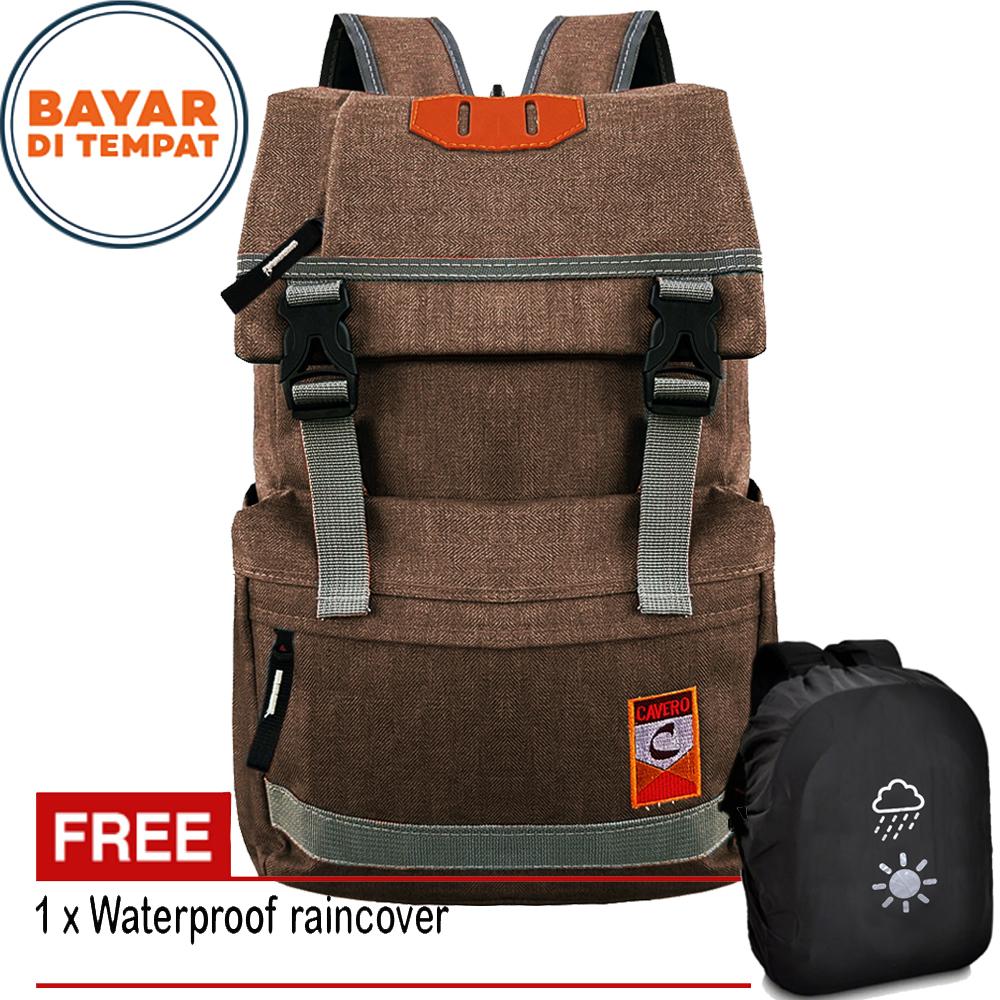 Tas Pria Tas Wanita CM0301 Tas Ransel Pria Tas Ransel Wanita Tas Kerja Tas Sekolah Tas Pria Ransel Tas Punggung Tas Laptop Tas Polo Tas Murah Tas Ransel Murah Tas Korea Tas Ransel Korea Tas Ransel Wanita Korea Material Kanvas - Coffee + Raincover