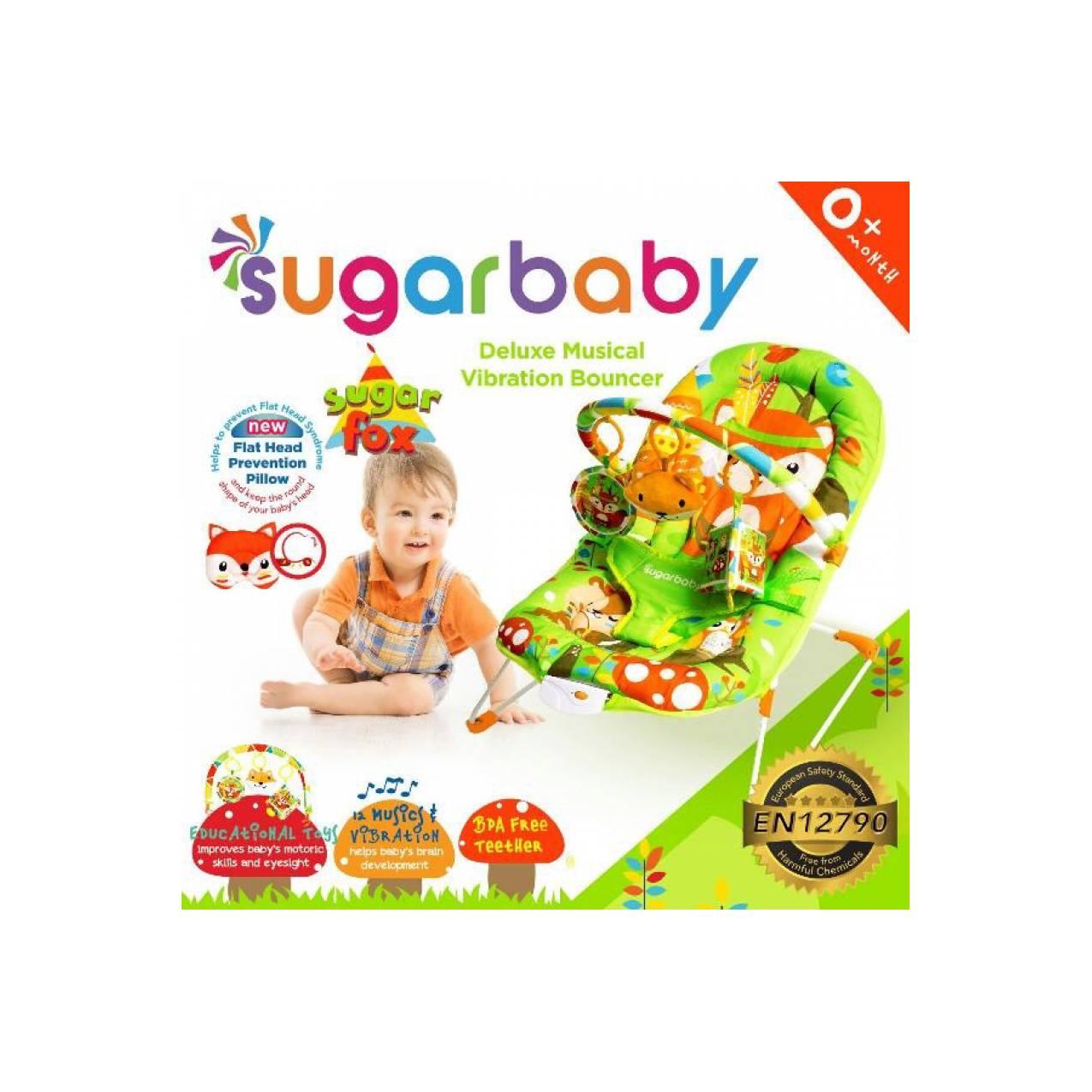 Bouncer Sugar Baby Green Sugar Fox / Kursi Santai Musik dan Getar Bayi