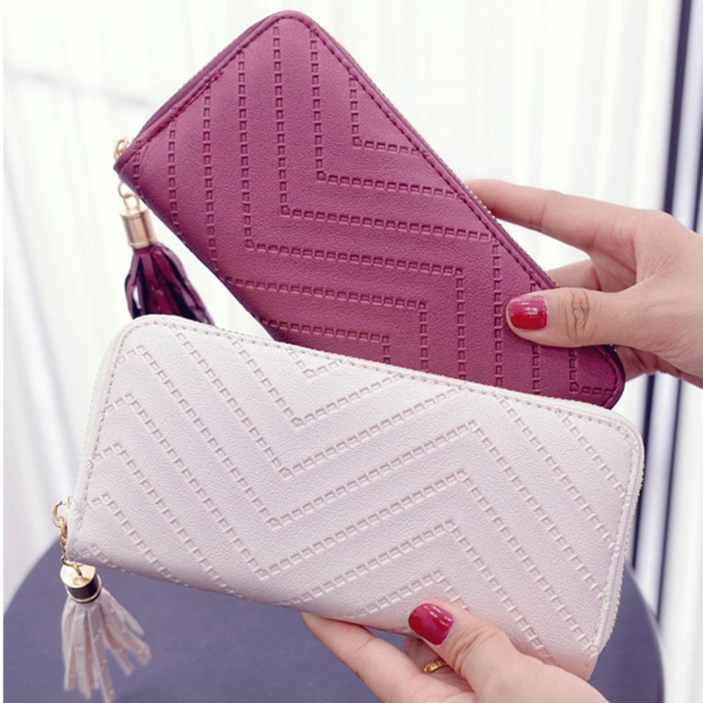 Dompet Kulit Wanita Panjang Clutch Purse Tas Rumbai Cewek Fashion Tiruan Charles and Keith CK Wallet
