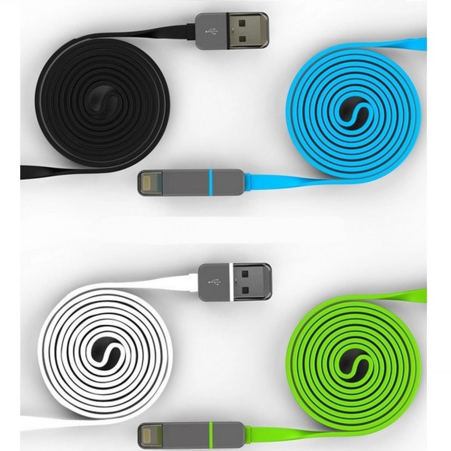 PROMO MURAH Kabel USB HP Aplle Kabel USB Duo 2 in 1 Lightning & Micro USB Terkini
