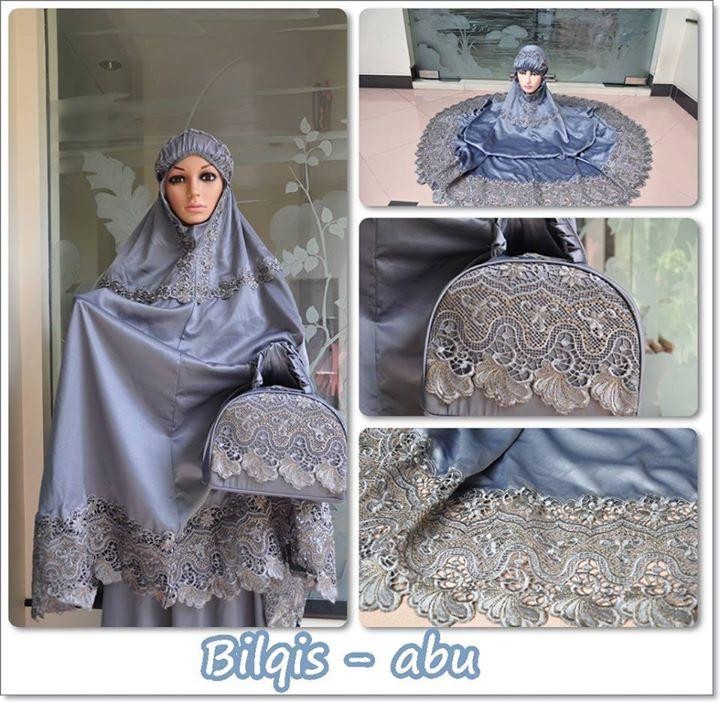 TERLARIS!!! MUKENA VELVET LACE BILQIS ABU mukena mewah / mukena dewasa / mukena tatuis / mukena anak / mukena bali / mukena katun jepang