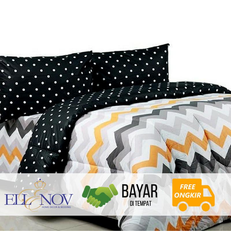 GRATIS ONGKIR JAWA & BALI - Ellenov Sprei Bahan Katun Motif Retro Duo Jazz Dottie| Sprei Katun Kotak | Sprei Motif Bola|Sprei Warna Hitam | Sprei Kartun | Sprei Polkadot | Sprei Kombinasi