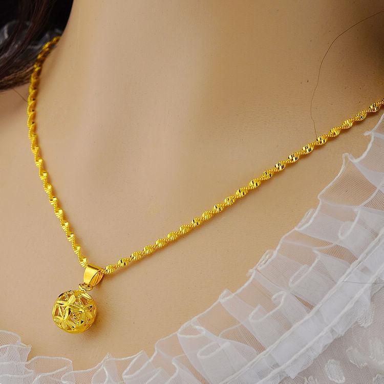 24 K Gold Klavikula Kalung Gelombang 