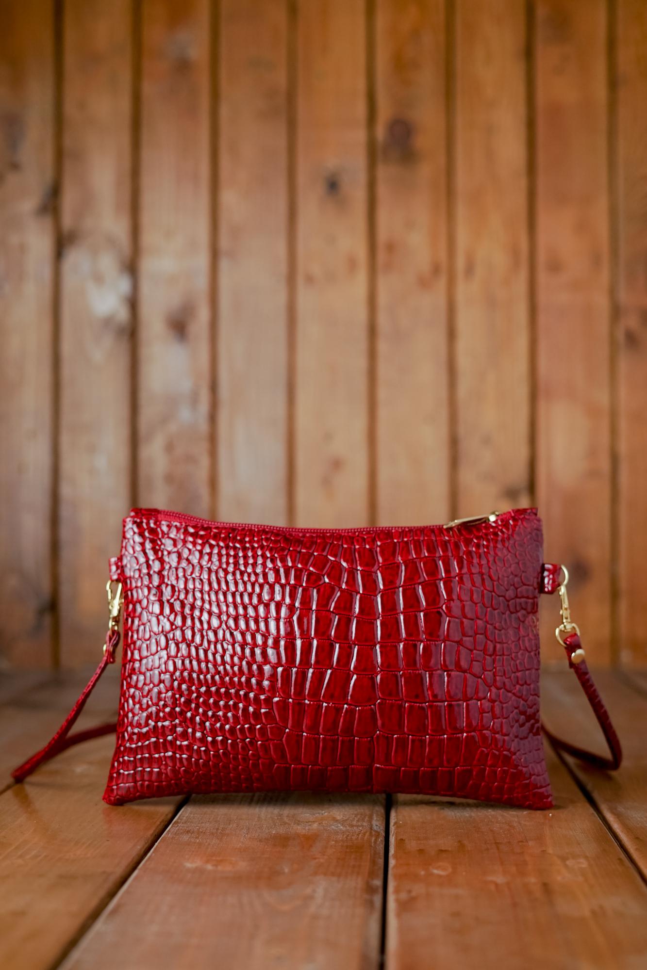 Zelig offical Tas Selempang Mini Sling Bag Wanita Motif Crocodile / Tas Fashion Korean / Dompet wanita simple / Tas Selempang wanita import - Maroon