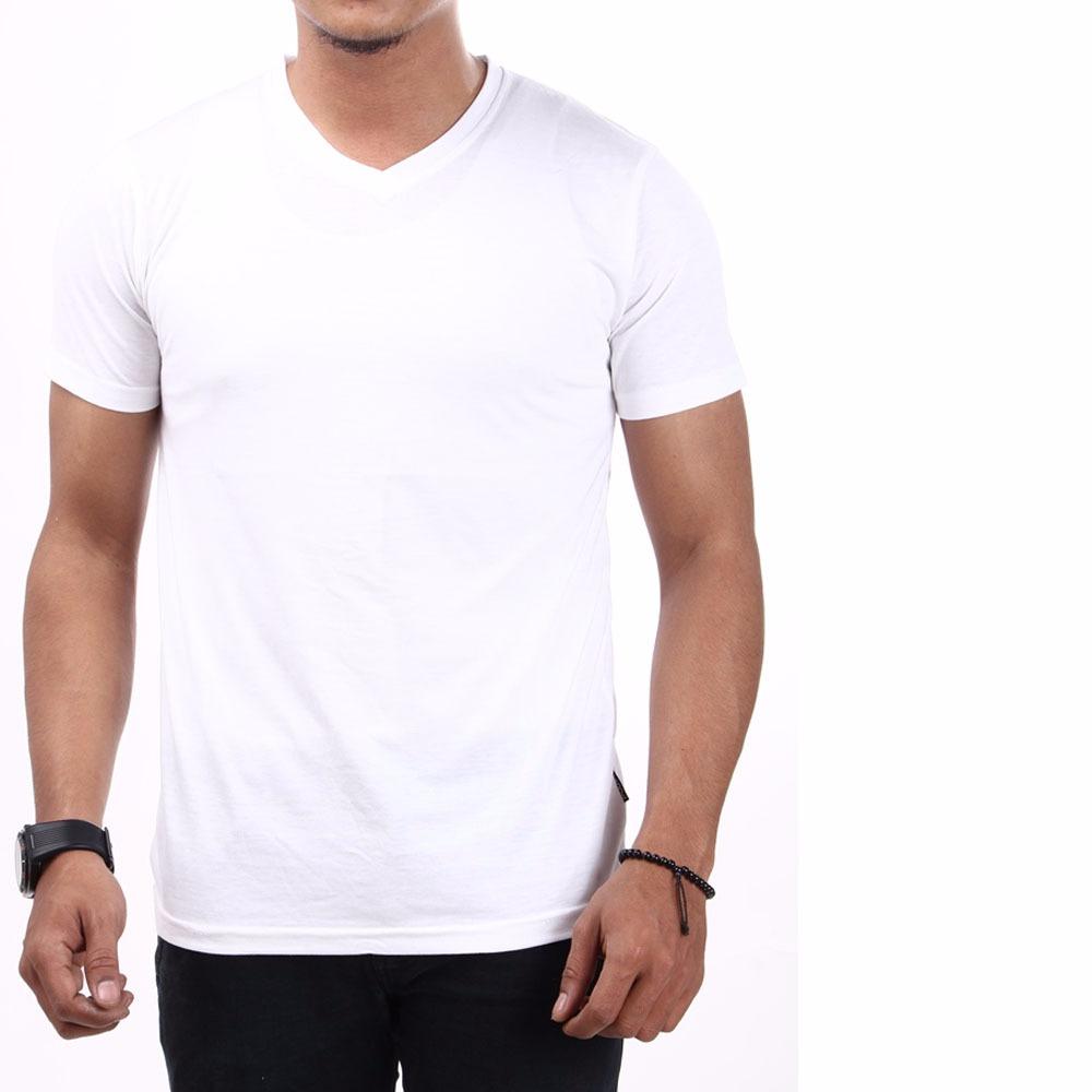 Zoc Kaos Polos Lengan Pendek Atasan Pria Kekinian Fashion T-shirt Kerah V Neck