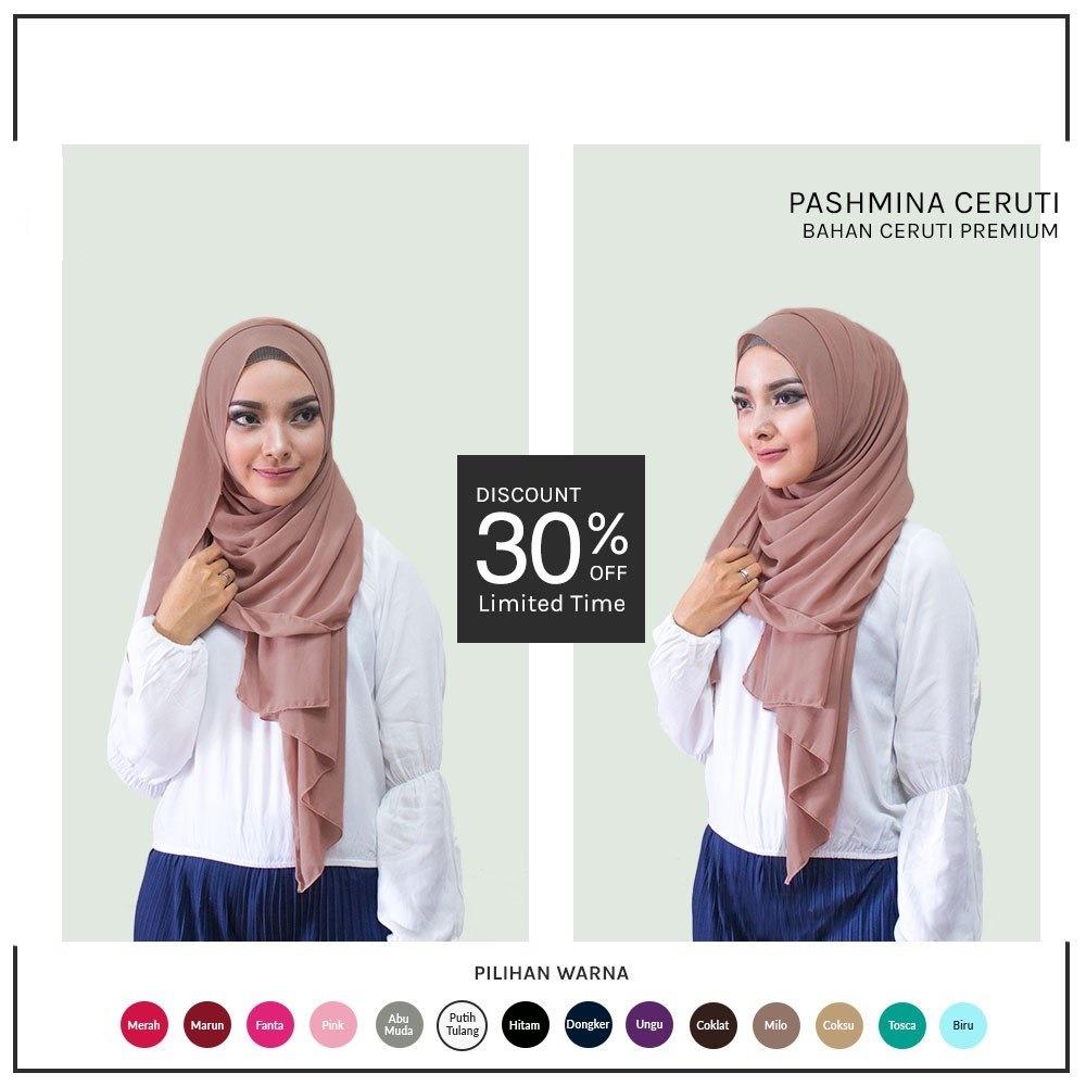 Kerudung Ceruti / Jilbab Ceruti/ Pashmina Sifon Ceruti Polos / pashmina Ceruti / pashmina seruti / hijab panjang / kerudung simple / segi 4 basic / berkualitas / best seller/ promo diskon / murah
