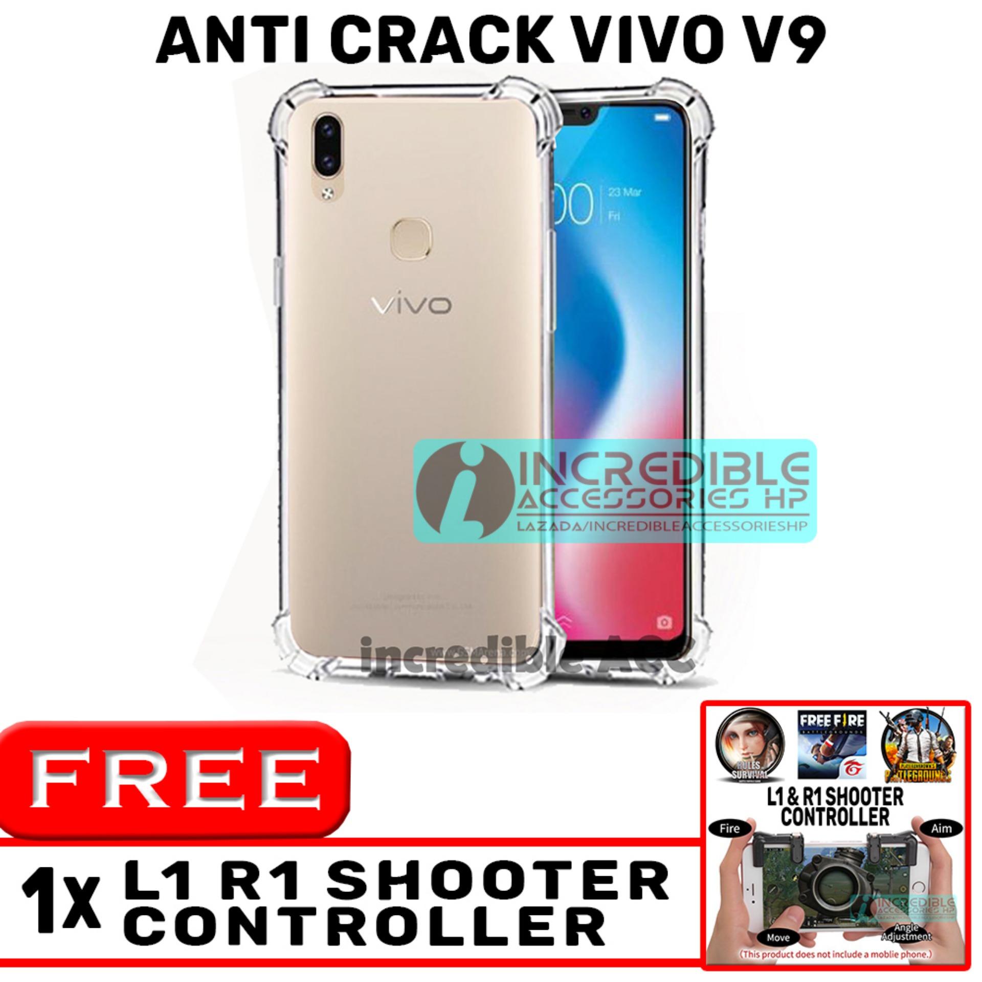 Anti Crack for Vivo V9 Softcase Elegant Anti Shock Jelly Case - Bening + Free PUBG Mobile L1 R1 Shooter Controller