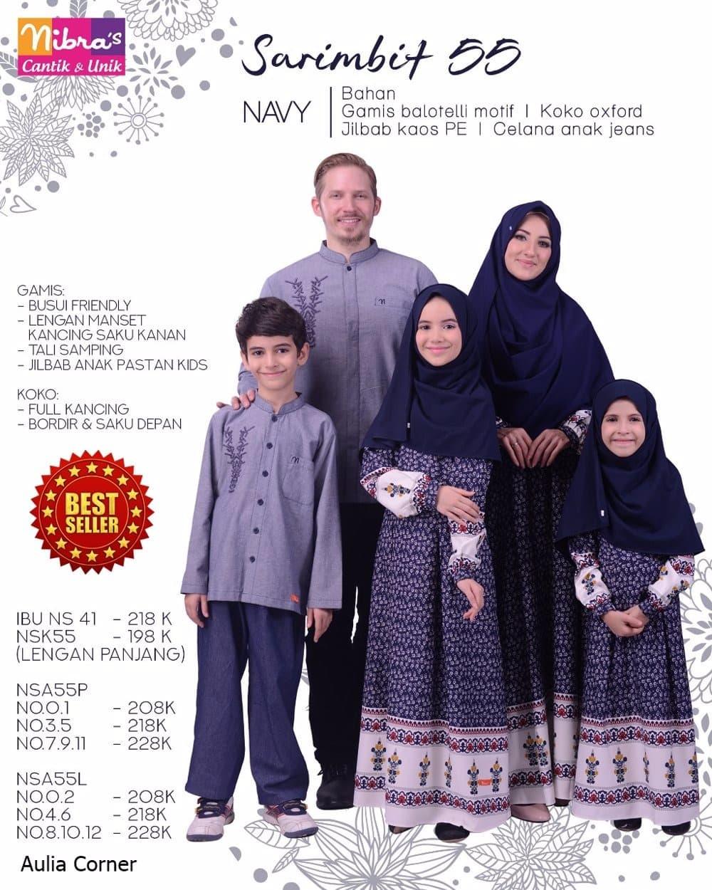 Baju Kembar Nibras Couple Family 55 Navy ORIGINAL