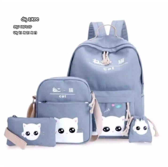 New Tas Ransel Anak Sekolah Eye Cat 4IN1 / backpack cat 