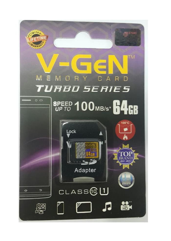 Micro SDXC V-GeN Turbo 64GB + Adapter Class 10 100MB/S - MicroSD VGEN Memory HP