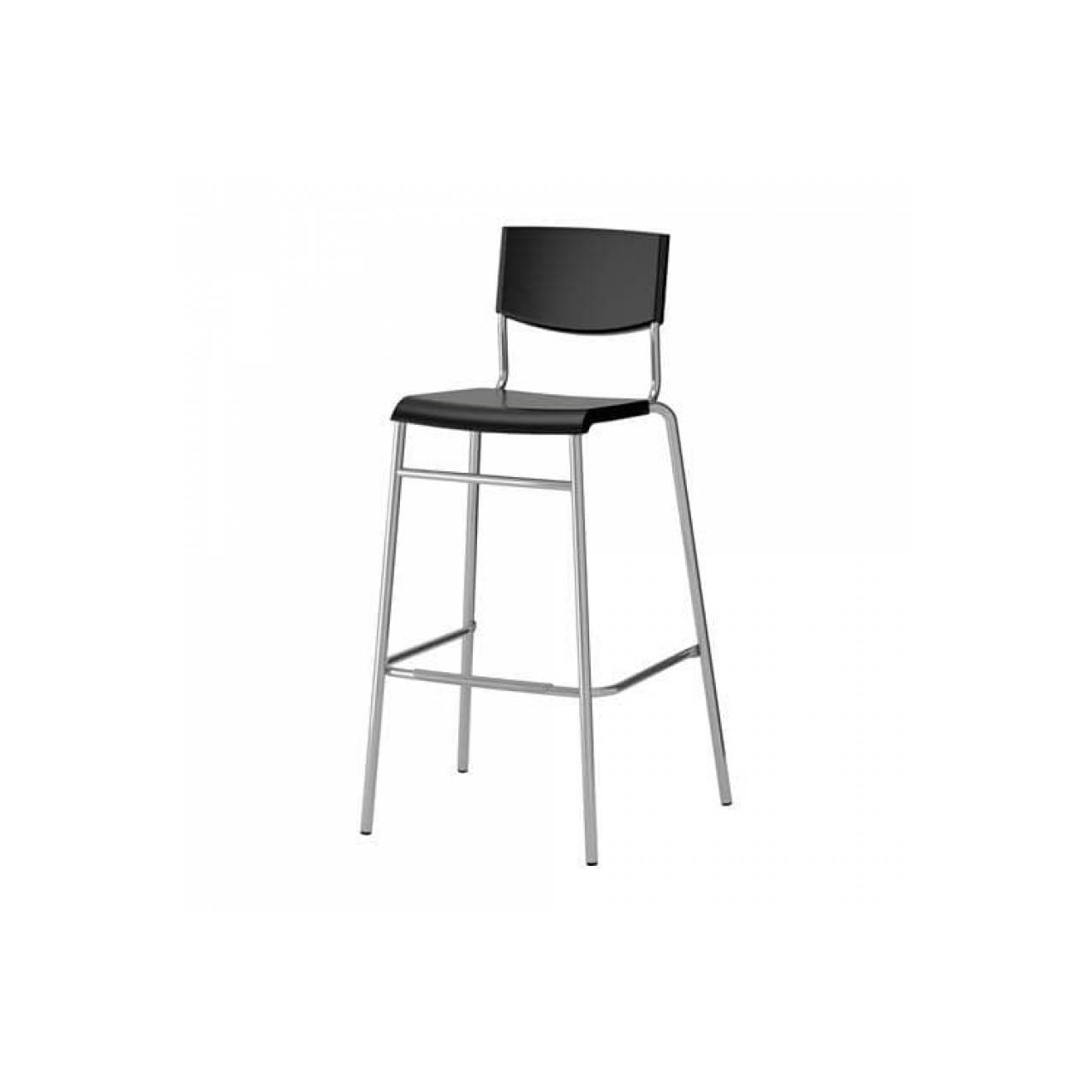Ikea STIG uk 74 cm kursi bar dgn sandaran hitam warna perak uk
