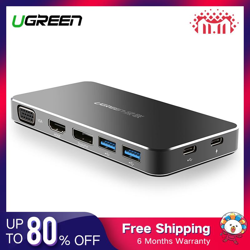 UGREEN 7 in 1 USB-C HUB with 1080P HDMI / VGA / DP / PD Charging Port Adapter for MacBook2015 / MacBook pro 2016 / Dell XPS13 / Dell XPS15/ Xiaomi Air/ HP EliteBook folio G1/ ASUS ZenBook3 / ASUS Transformer 3 Pro T303UA / Microsft Lumia950/ Samsung S8