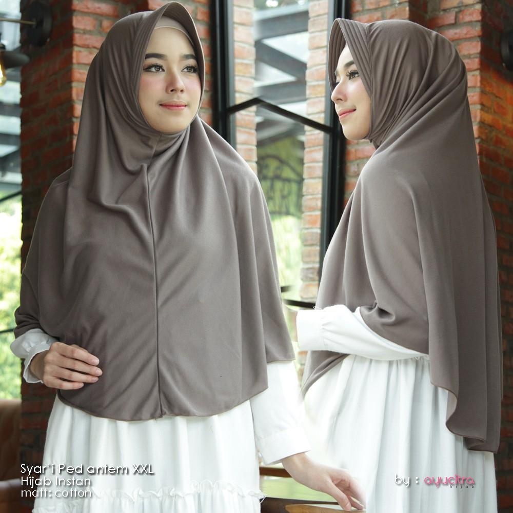 Hijab syari instan ped antem / jilbab jumbo syari XXL /khimar pet jumbo / pinguin syari pet antem (Kodian 15-80pc)