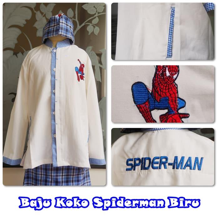 Baju Koko Cars Spiderman Biru M / baju koko / baju koko anak / baju muslim / baju koko karakter / baju koko murah / baju koko keren / baju koko lucu / baju koko berkualitas