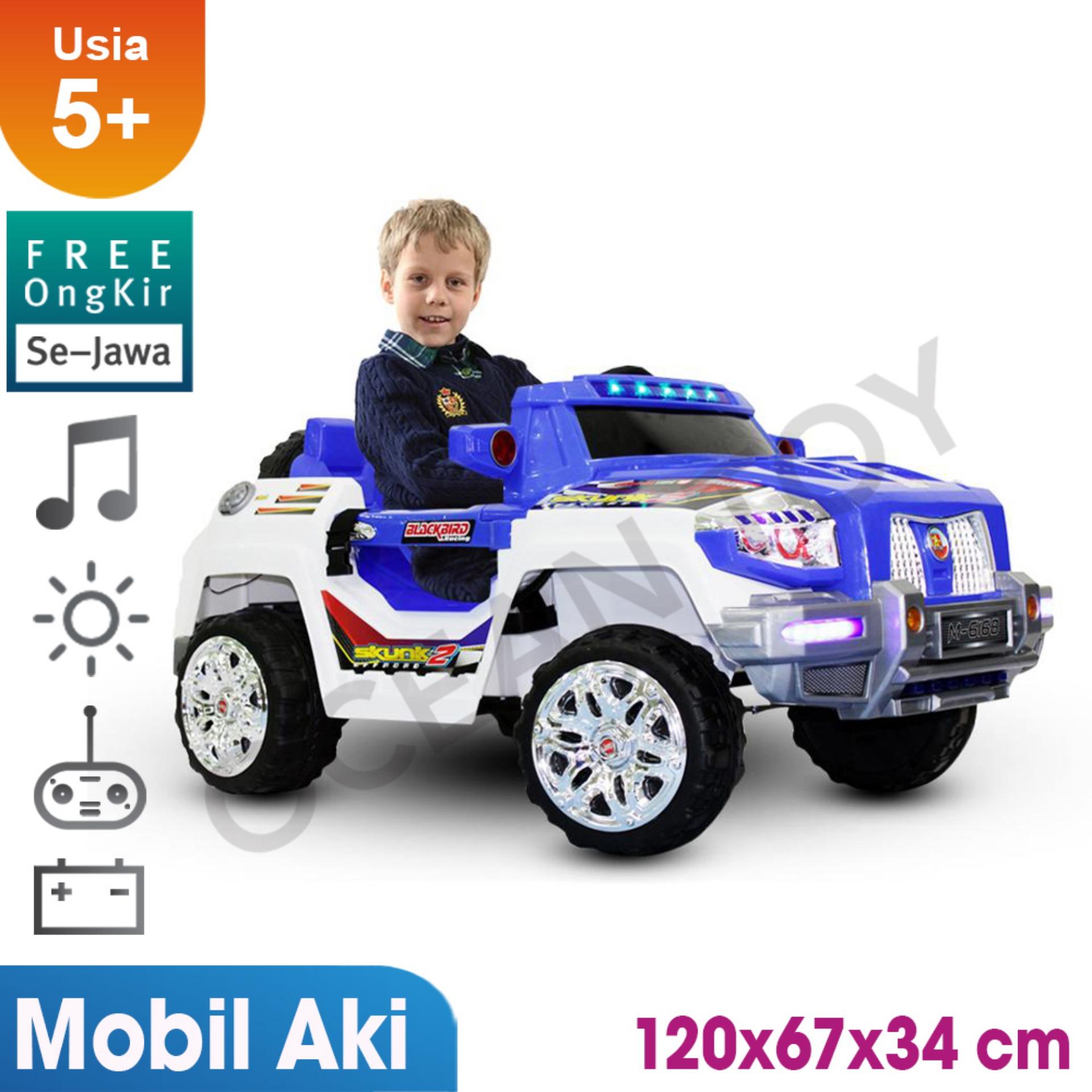 100% Free Ongkir Khusus Pulau Jawa Ocean Toy Ride On PMB Mobil Aki M6168 Muscle Racer - Biru Putih