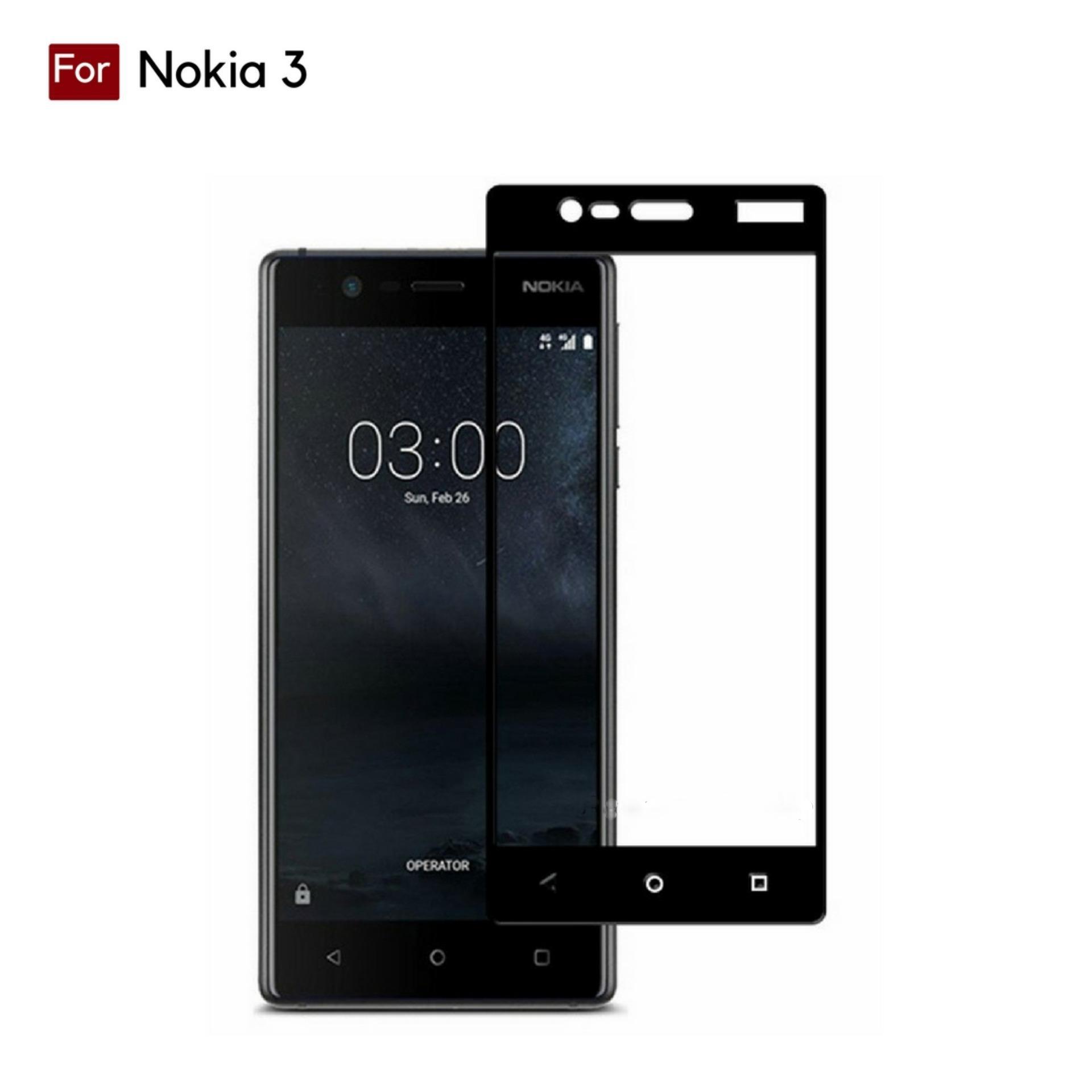 Jak Shop Tempered Glass Warna Full Corning Screen Protector For Nokia 3 - Black
