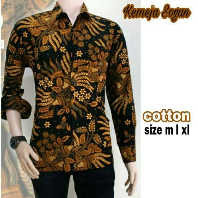 KEMEJA BATIK PRIA SOGAN MANGGAR LENGAN PANJANG BATIK FASHION BATIK PEKALONGAN
