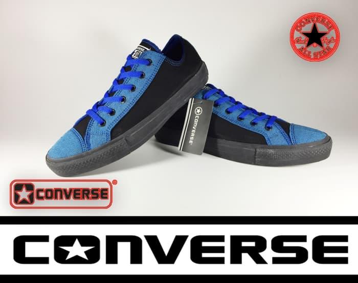 SEPATU CONVERSE ALL STAR OX 2018 HITAM MOTIF DENIM IMPORT VIETNAM