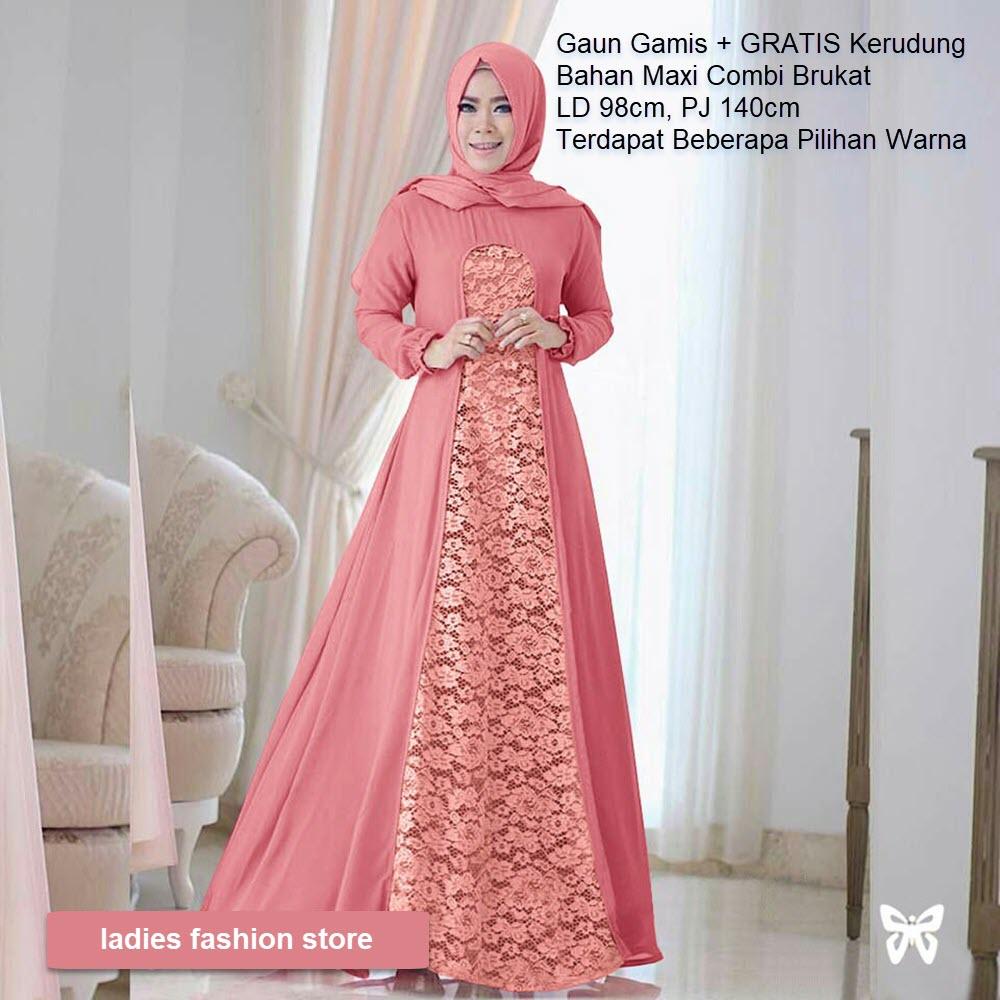 Gaun Gamis Dewasa / Gamis Syari Set 2in1 / Baju Brukat Muslimah Wanita Syar'i syari / Gaun Pesta Muslimah / Maxi Dress Lengan Panjang / Gamis Modern / Gamis Model Baru / Gamis ke Pesta / Gamis Hijab / Dress Panjang /Gamis Lengan Panjang SS (ytara) – PEACH