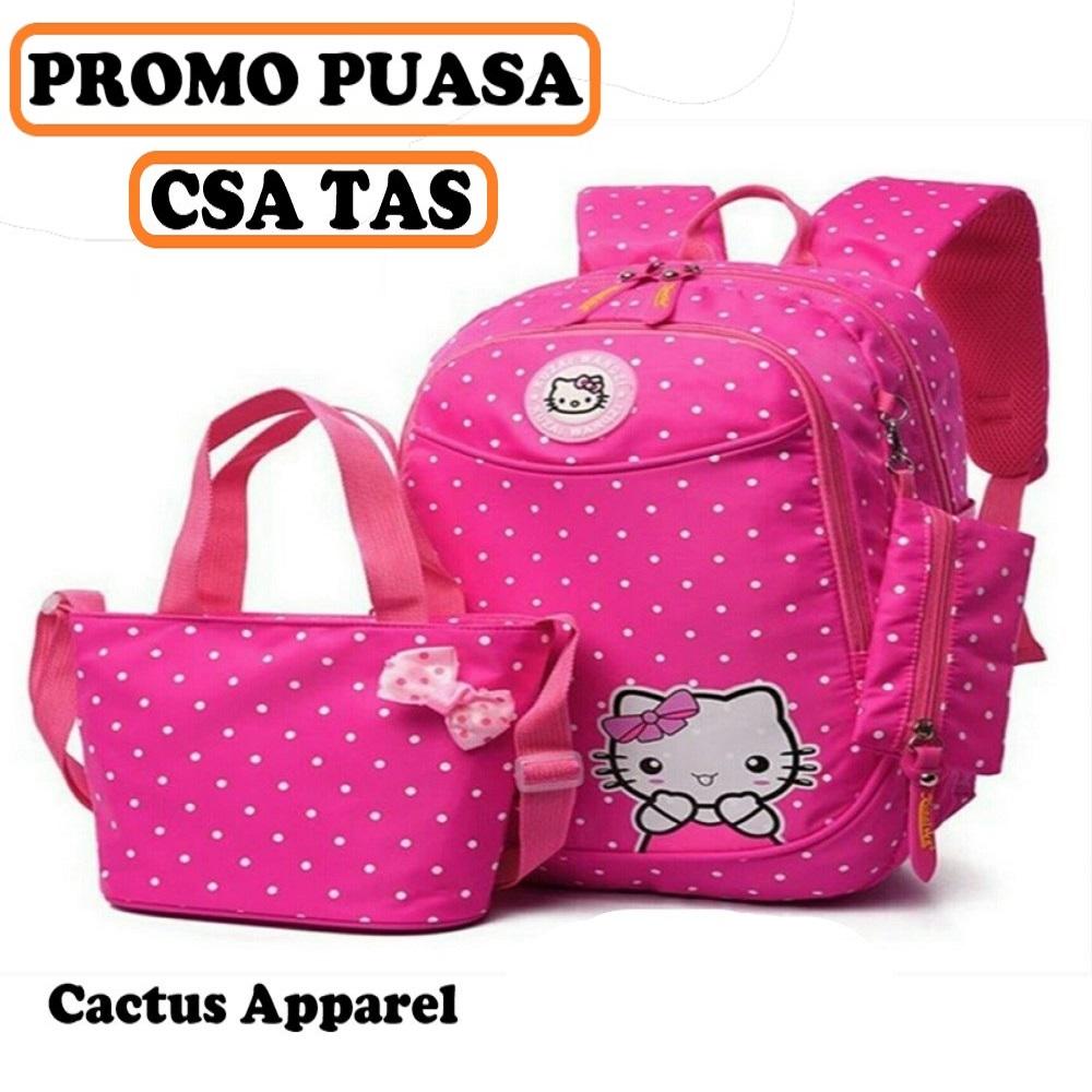 CSA Promo Tas anak / Ransel anak / Tas Ransel Sekolah 3in1 motif hello kitty mickey mouse kuda poni tayo wanita cewe