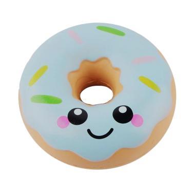 Squishy kawaii Smiling Face Donuts Charm Bread Kids Toys With Package - biru