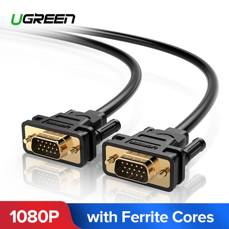UGREEN Kabel VGA 1080P VGA/SVGA Male To Male Monitor Coaxial Kabel dengan Konektor Berlapis Emas-1 M