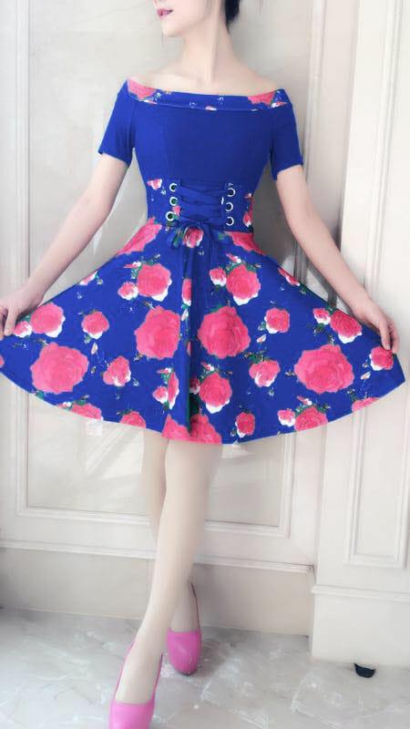 7938# dress mekar fashion / gaun sabrina / dress import / dress scuba