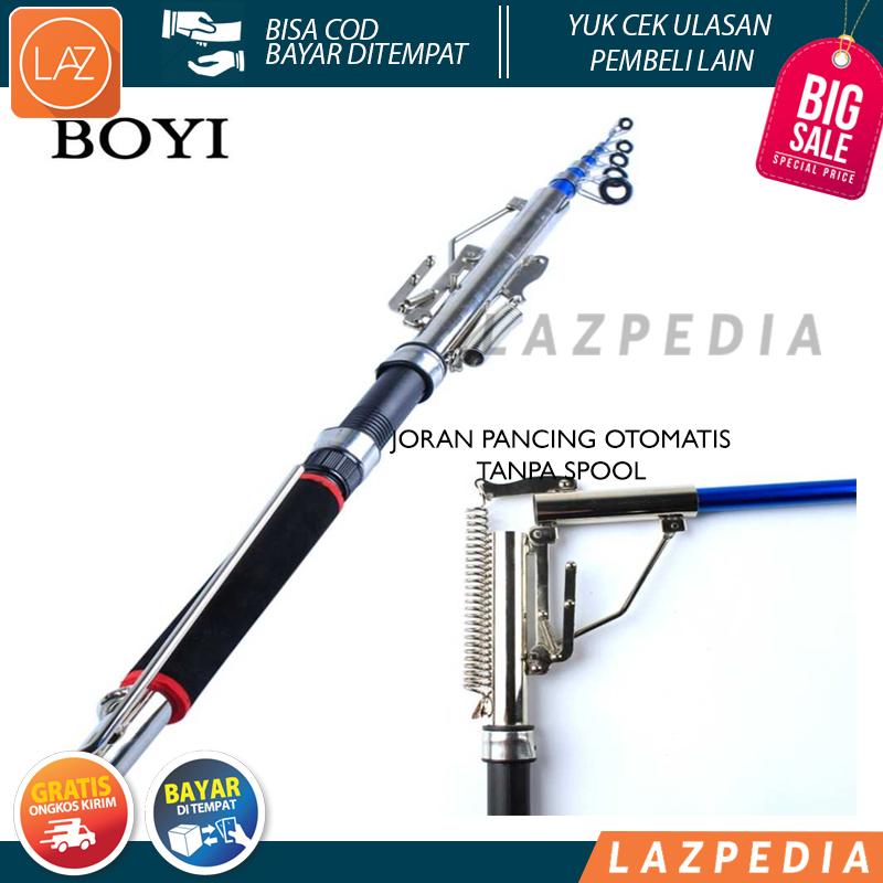 Laz COD - Joran Pancing Otomatis Stainless Steel Tanpa Spool / Otomatis Memiliki 3 Tingkat Sensitifitas 2.1M / Hitam - Lazpedia A459