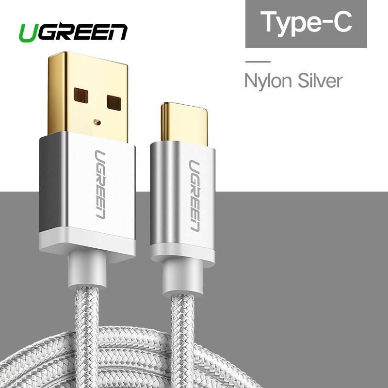 UGREEN 3 M USB Tipe C for Xiaomi Mi A1, Xiaomi Mi A2, Xiaomi mi 8, Xiaomi mi max 2, Samsung note 9, Samsung s8, Samsung s9, Sinkronisasi Data And Kabel Charger Jeran Kepang Kasus Desain Aluminium (Perak)-Internasional