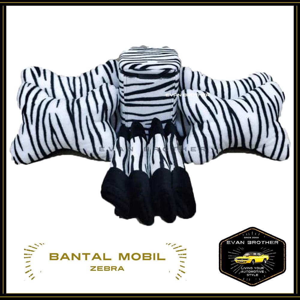 Paket Bantal Mobil Zebra Dan Tempat Sampah Motif Zebra / PAket Hemat Tempat Sampah Dan Bantal Mobil