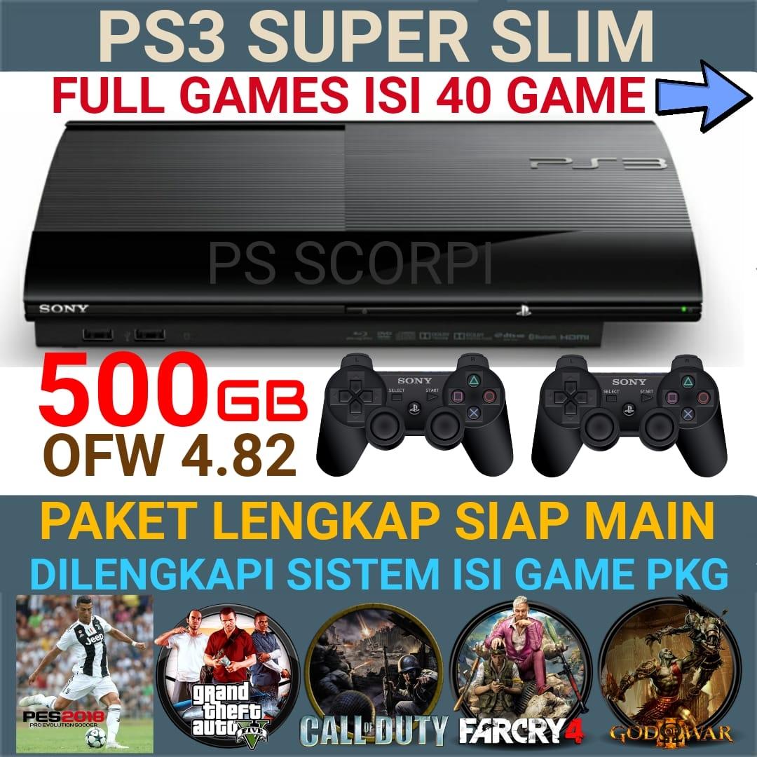 Sony Playstation PS 3 / Ps3 Super Slim / Superslim 500gb Full Games ( 2 Stik )
