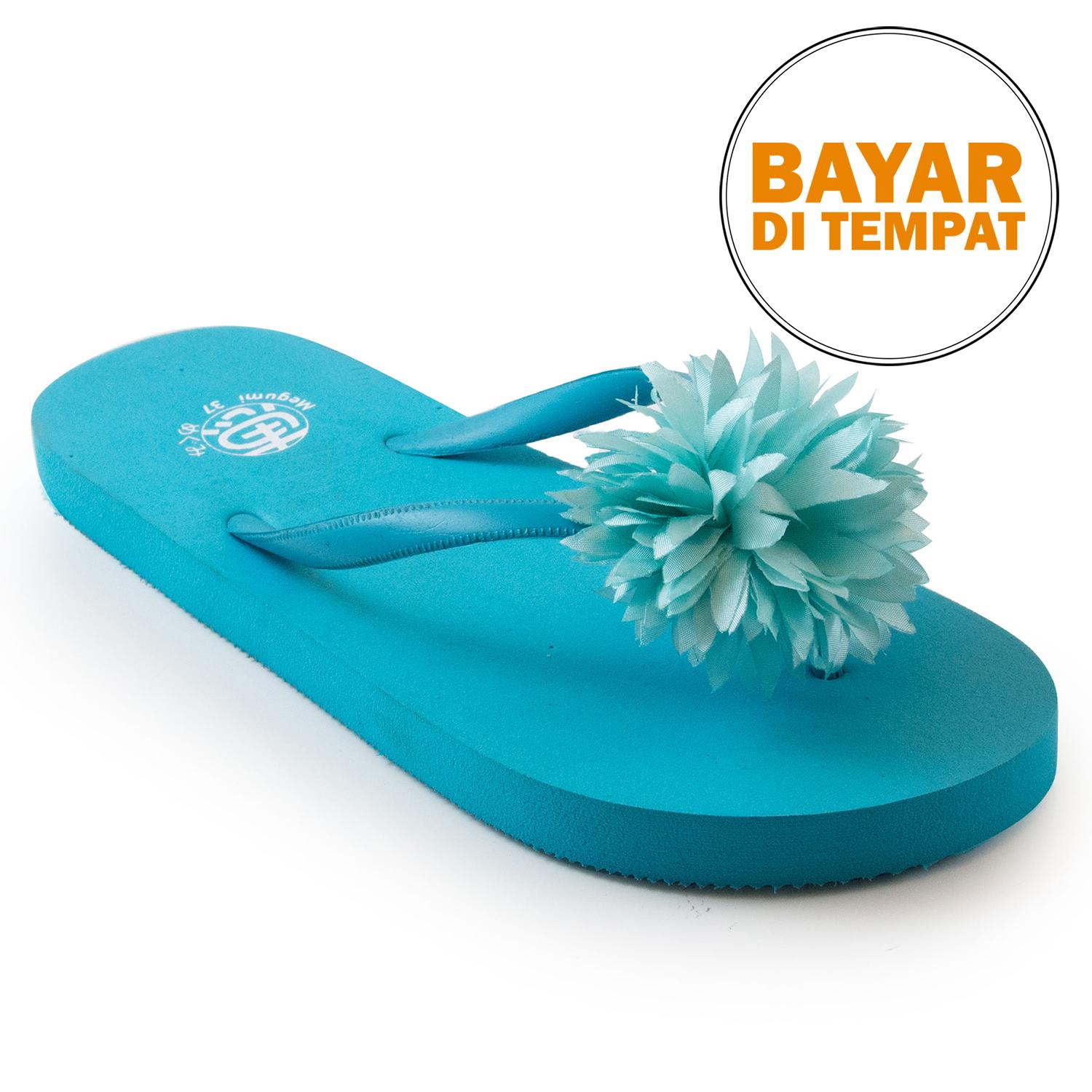 Megumi Sandal Jepit Wanita Terbaru PomPom - Aqua