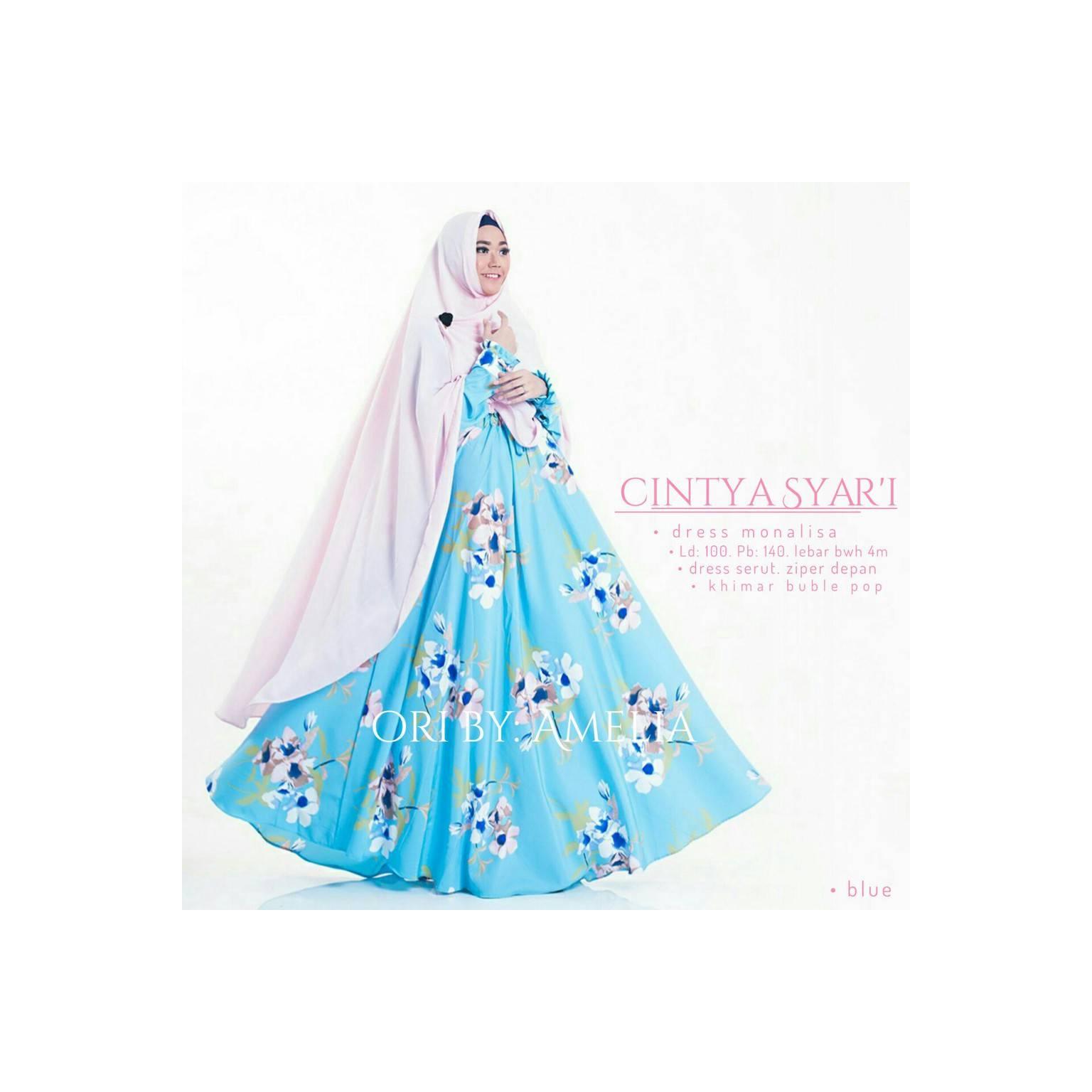 Setelan Gamis Muslimah + Khimar (CINTYA SYAR'I) Ori Amelia