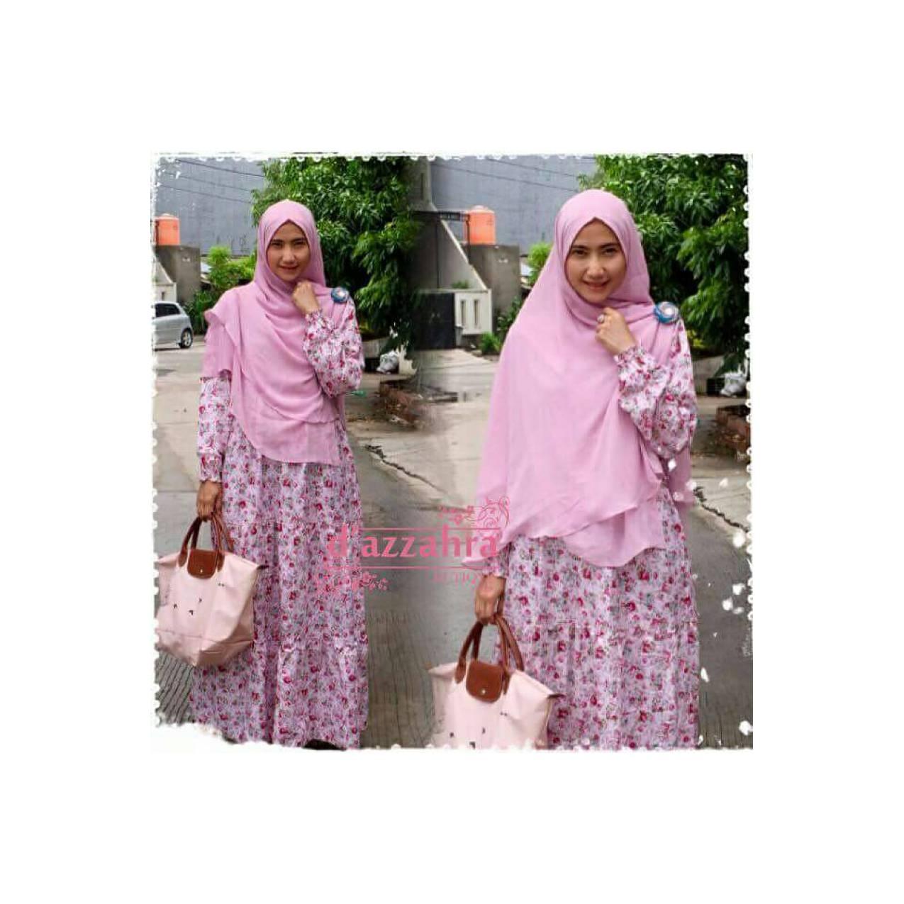 Busana Muslim Gamis Set Bergo Syar'i Lathifah Pink D'Azzahra