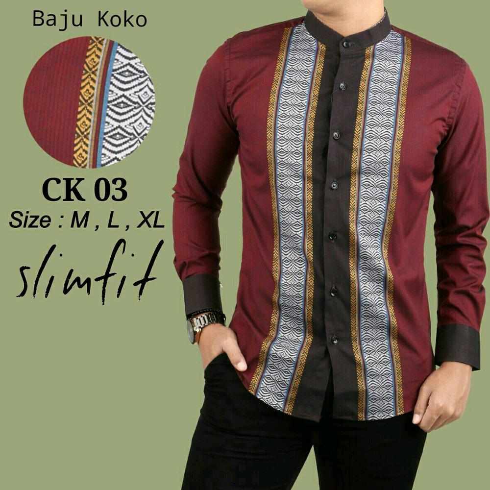 KEMEJA BATIK SLIM FIT - BATIK PRIA SLIMFIT - KOKO ODF161 di lapak Batiklovers_snow mixtomax