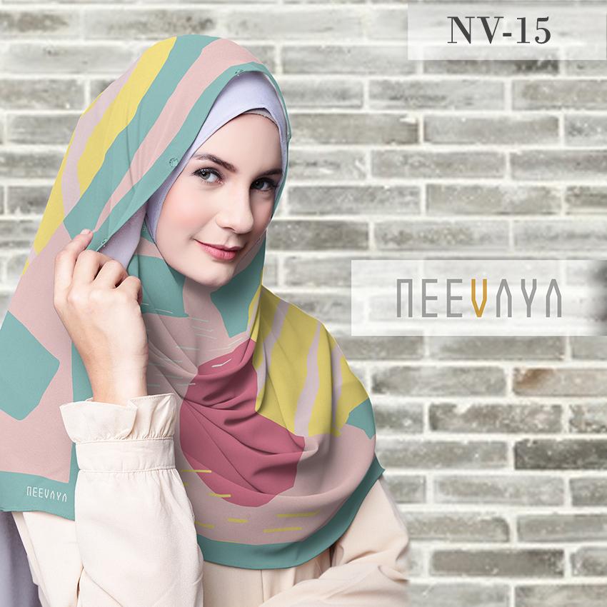 Hijab Jilbab Scarf Segi Empat Printed Voal Divine Premium Neevaya NV-15