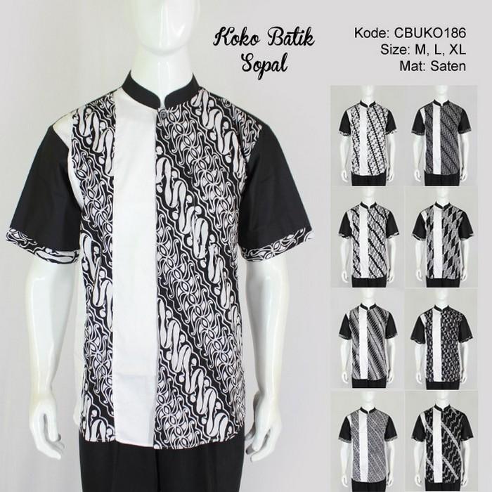 Mila Style - Baju Koko Batik Sopal Klasik Hitam CBUKO186M1 - Multicolor