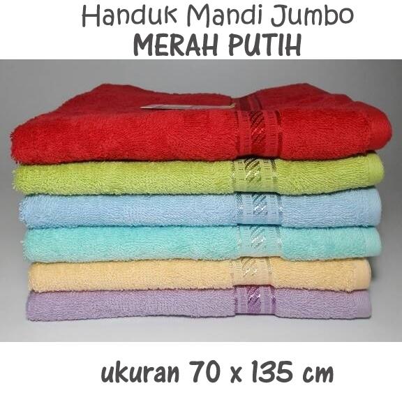 Rp 35.500. Handuk Mandi Dewasa MERAH PUTIH by Terry Palmer ukuran 70 x 135 cmIDR35500