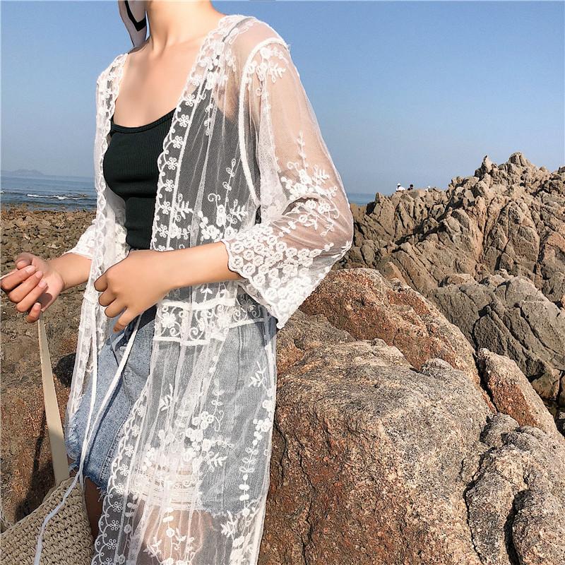 Kardigan Pantai Bali Baju Pelindung Matahari Longgar Bagian Panjang