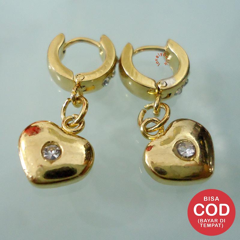 Lovely Mini Gliter Anting Titanium Gold Wanita / Anting Titanium / Anting Titanium Wanita / Anting Wanita Murah / Anting Wanita - GOLD