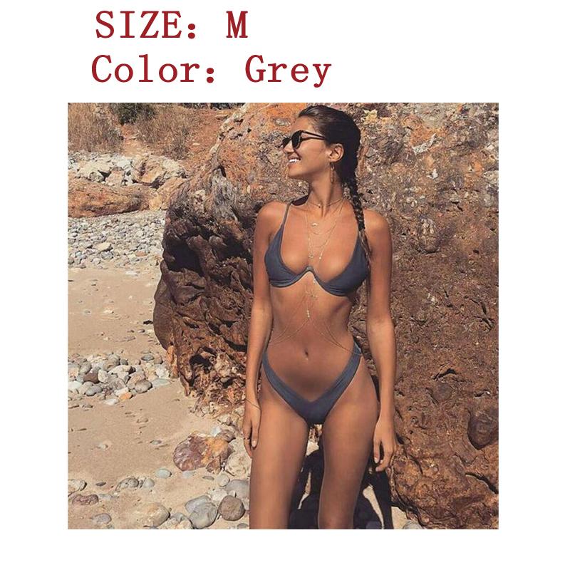 Lady Kepribadian Berkumpul Steel Dukungan Membagi Bikini Swimsuit-Ukuran dan warna tampilan gambar utama-Intl