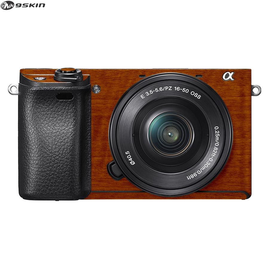 9Skin - Premium Skin Protector untuk Kamera Mirrorless Sony A6300 - Tekstur Metallic Wood - Coklat