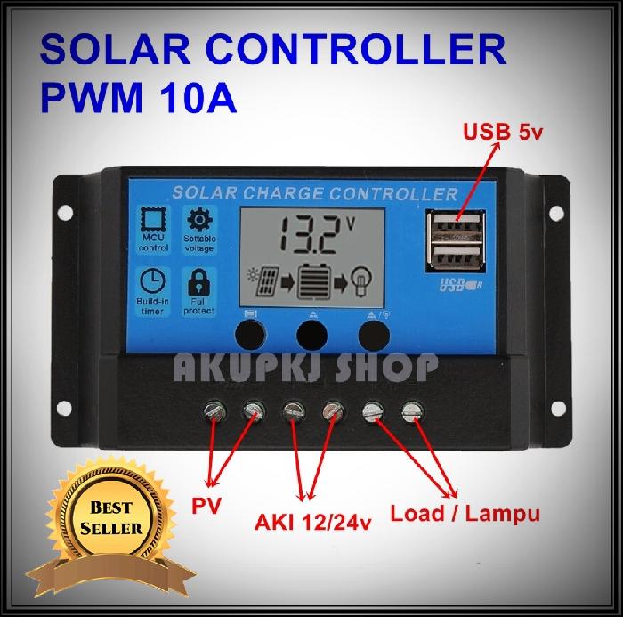 Promo SOLAR CHARGE CONTROLLER 10A 12V 24V/PANEL SURYA CHARGER LCD 10A 12V24V Original