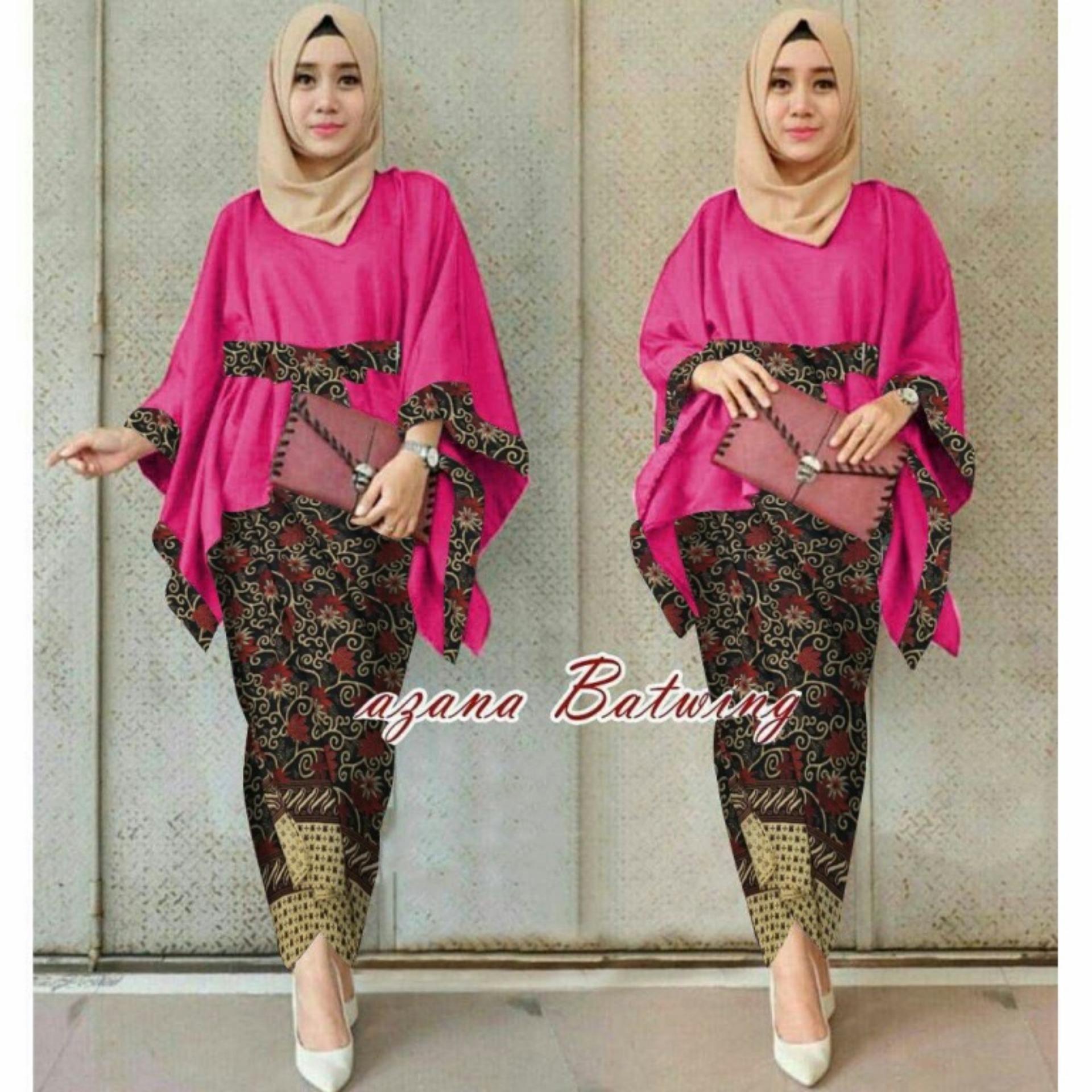 Chrystion Setelan Wanita Blouse Lengan Panjang Rok Lilit Batik Cantik Hazana