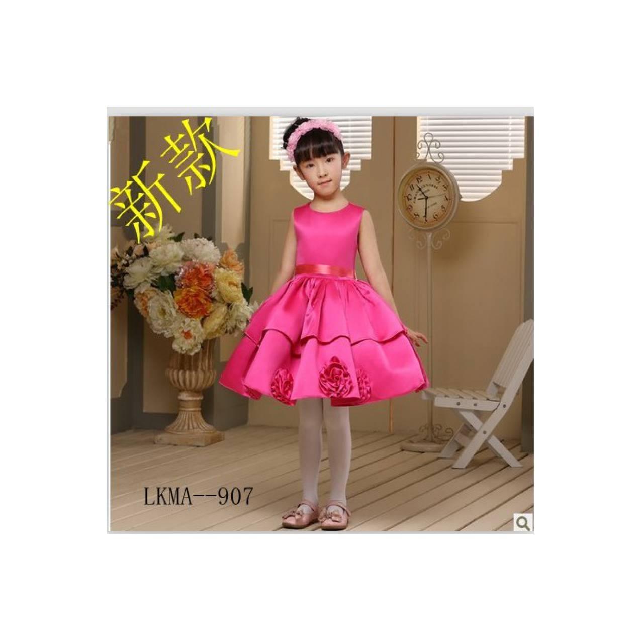 Gaun pesta anak model simple mini dress warna rosy pink /baju princess