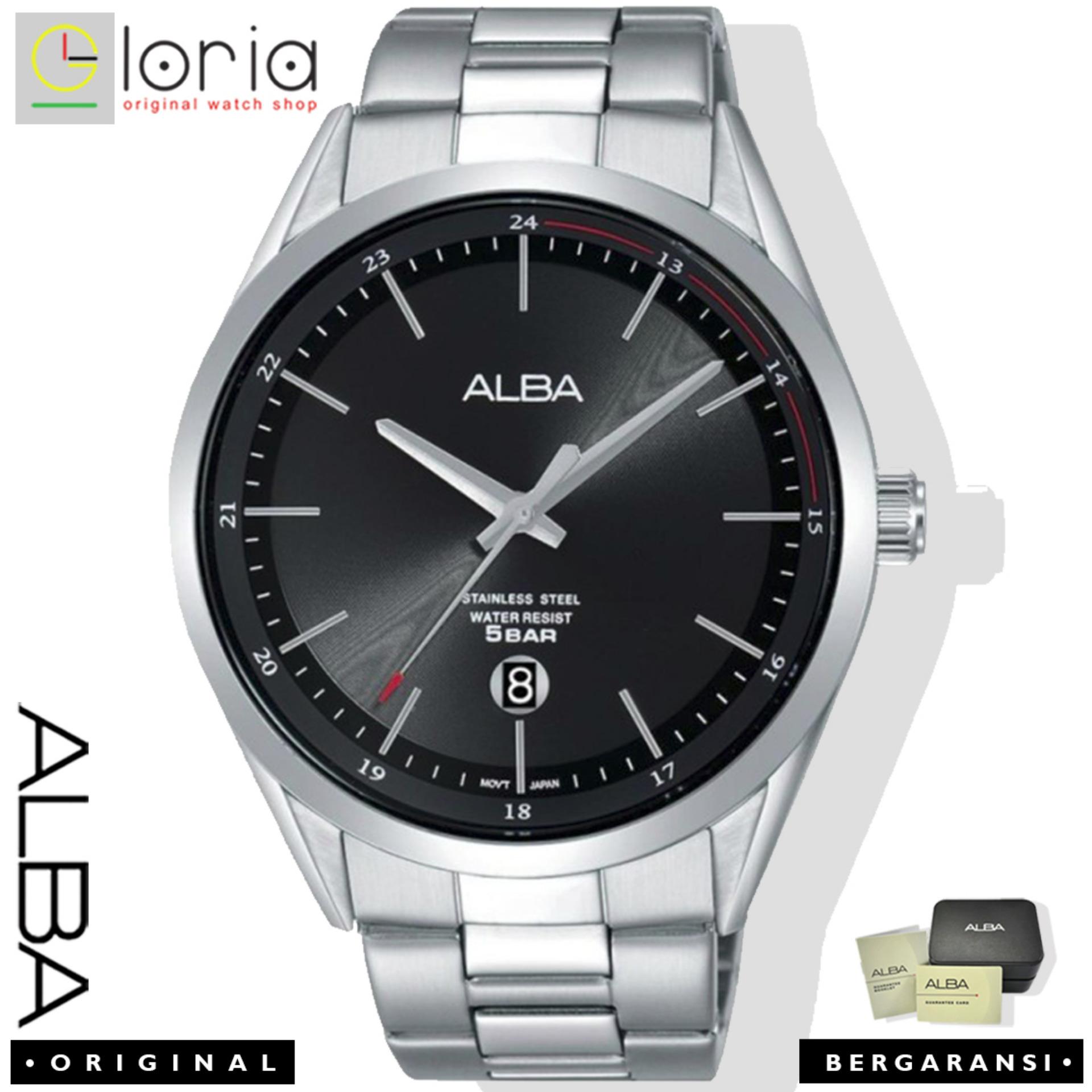 ALBA Jam Tanga Pria AS9D33X1 Quartz Movement Stainless Steel Strap - Black