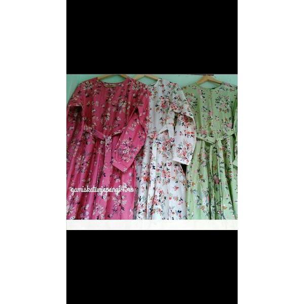 Promo Hari Ini Gamis Katun Jepang Cantik Sakura Pink Untuk Lebaran